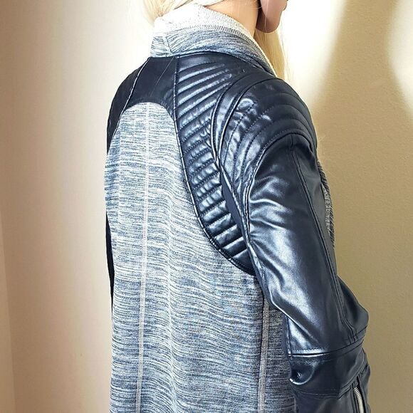 BlankNYC Drape Front Jacket with Faux Leather - Picture 6 of 15
